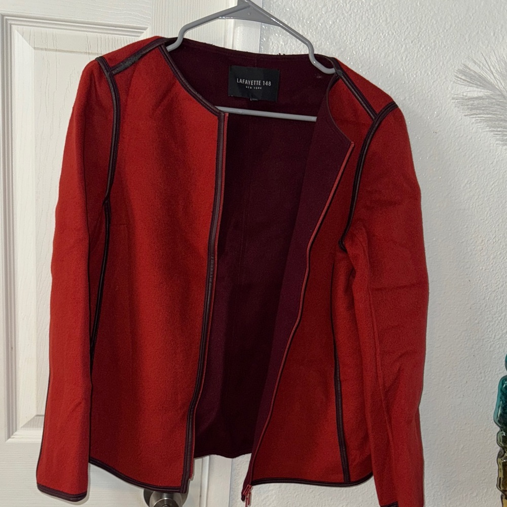 Lafayette 148 New York Scarlet Open-Front Blazer